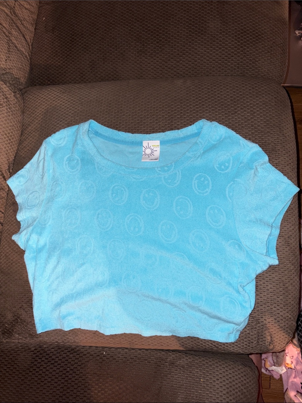 Aerie Offline Light Blue Cropped Tee